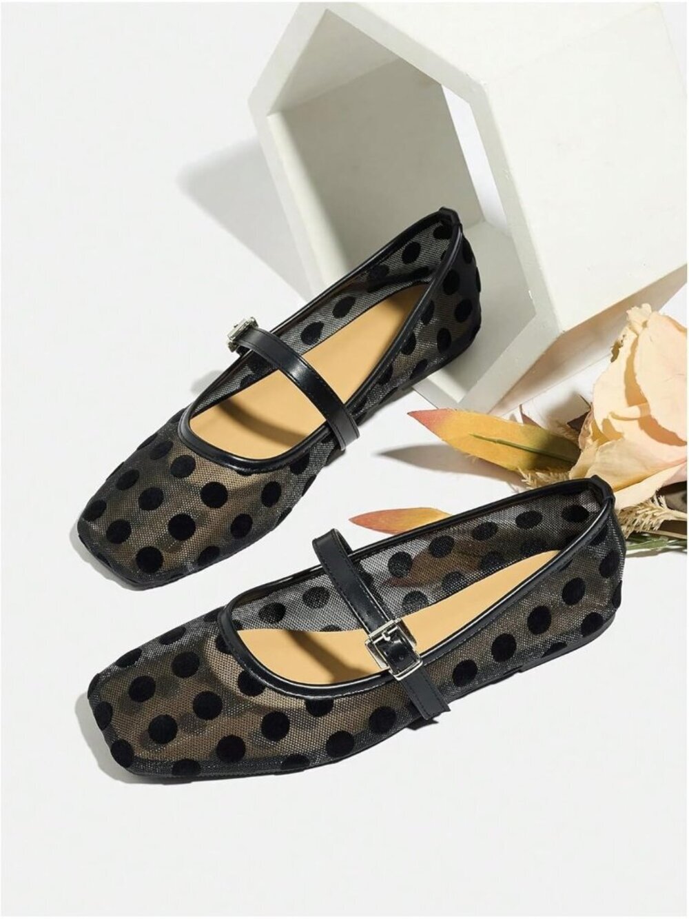 Women's Black Ink Comfortable Dressy Square Closed Toe Casual Ballet Flats Shoes - Picture 5 of 5